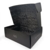 black corrugated shipping box