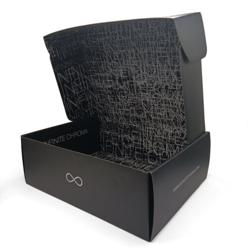 black corrugated shipping box