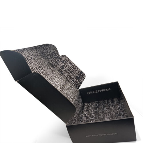 black corrugated shipping box