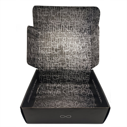 black corrugated shipping box